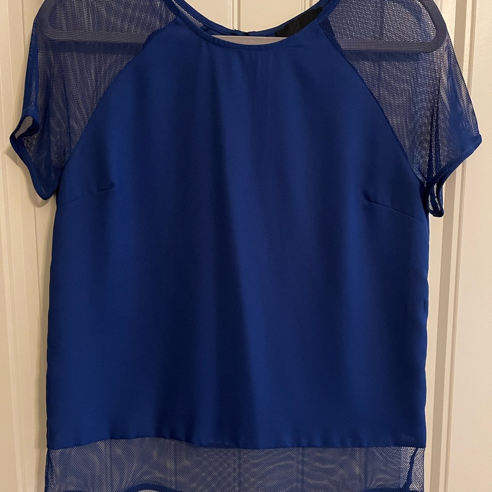 Royal Blue dressy blouse. Harlow & Graham Size Sm but fits more like a medium.